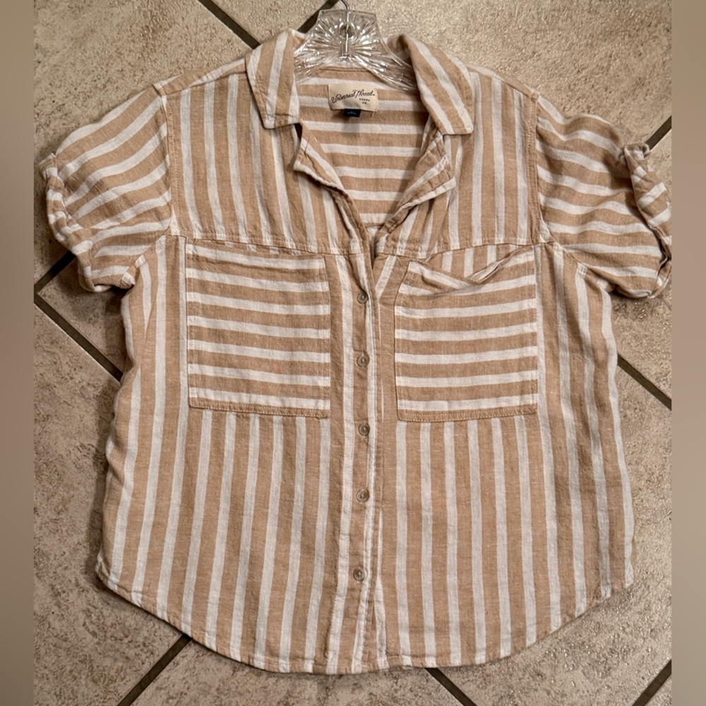 Universal Thread Tan and White Striped Shirt